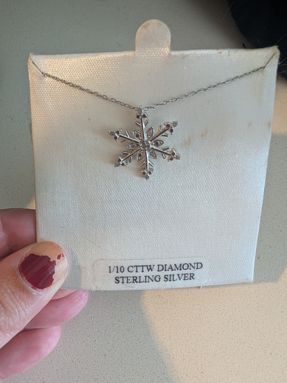 Sterling Silver Snowflake Pendant Necklace - White